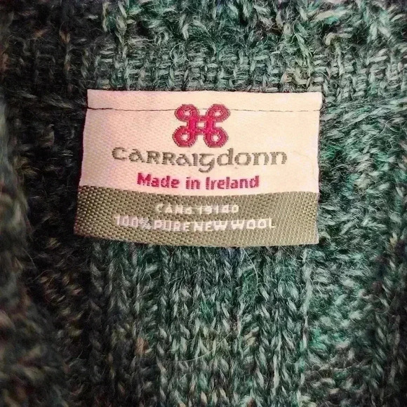 Carraig Donn Cardigan Women's Sz Small Green Sweater Pure New Wool One Button - Picture 3 of 5